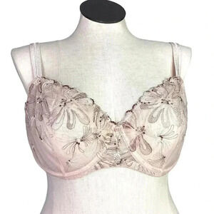 Paramour Ellie Womens 42D Unlined Sheer Floral Underwire Demi Bra Beige